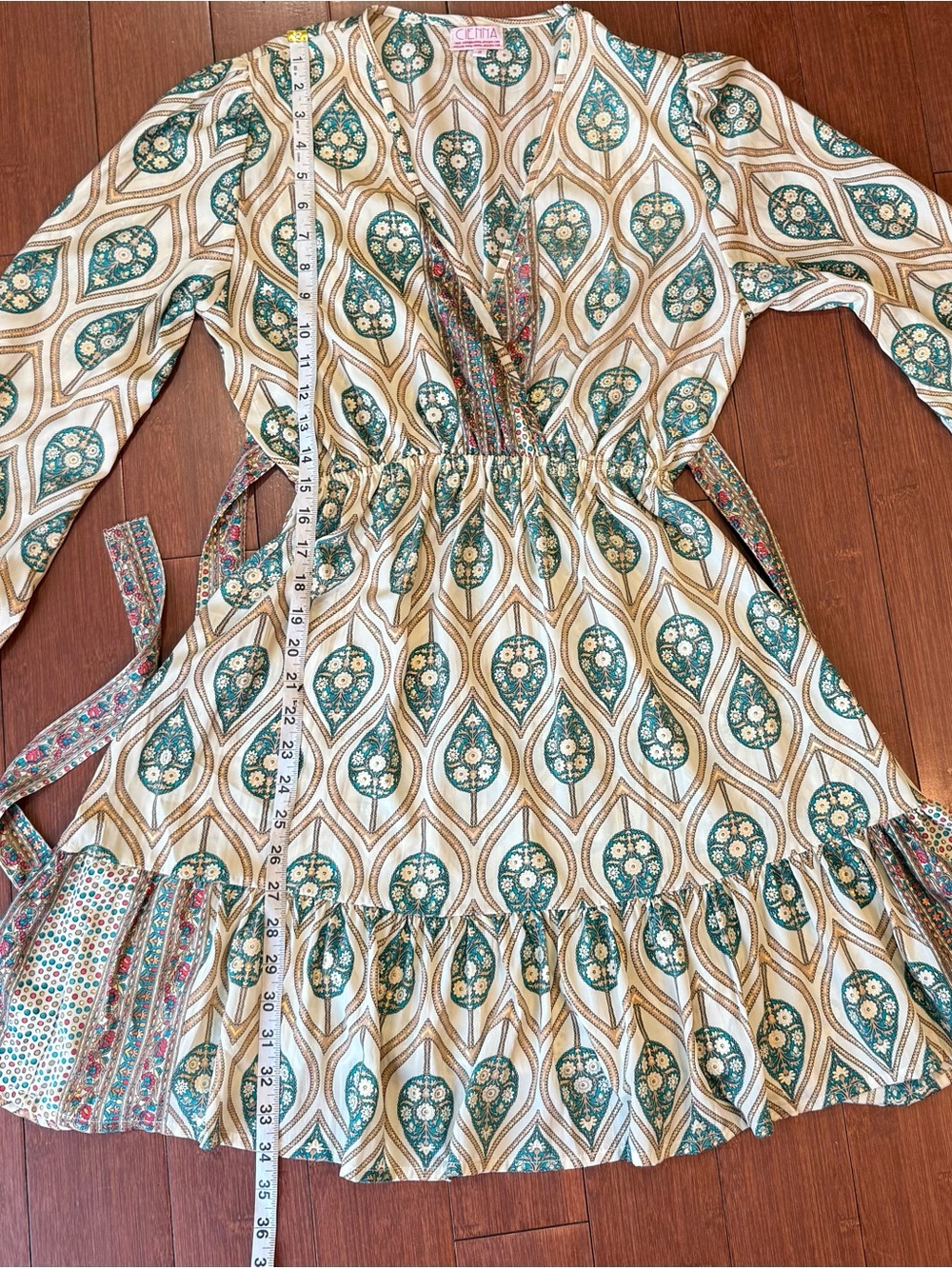 Cienna Silk Blend Boho Tie Waist Dress - Small - Picture 9 of 9